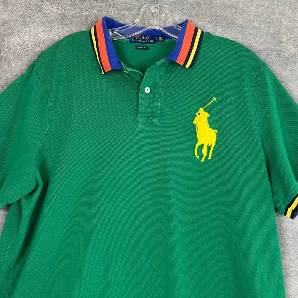 Polo Ralph Lauren Big Pony Polo Shirt Mens L Contrast Collar Preppy Classic